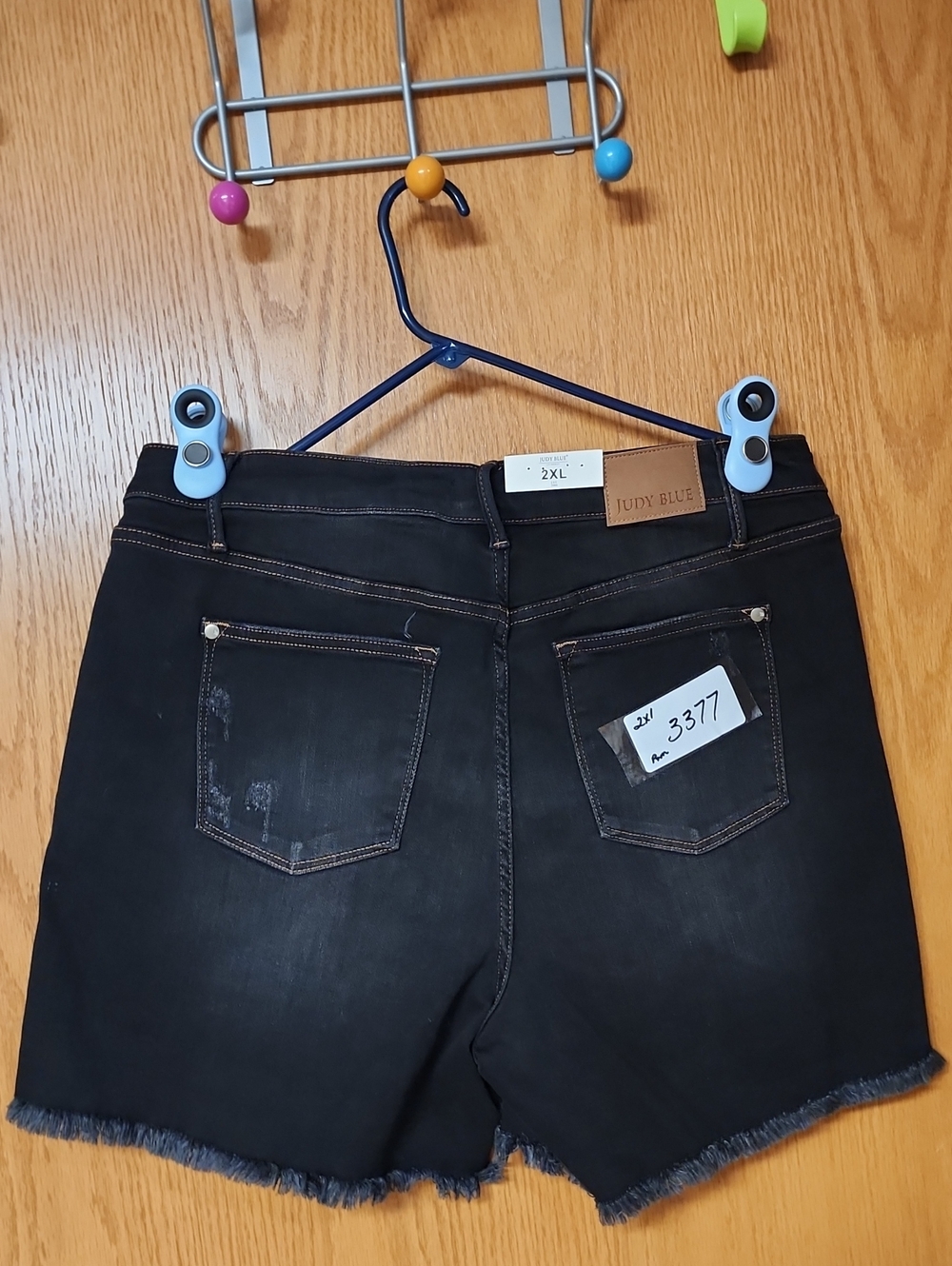 Judy Blue Black Frayed Hem Denim Shorts 2XL nwt number 3377